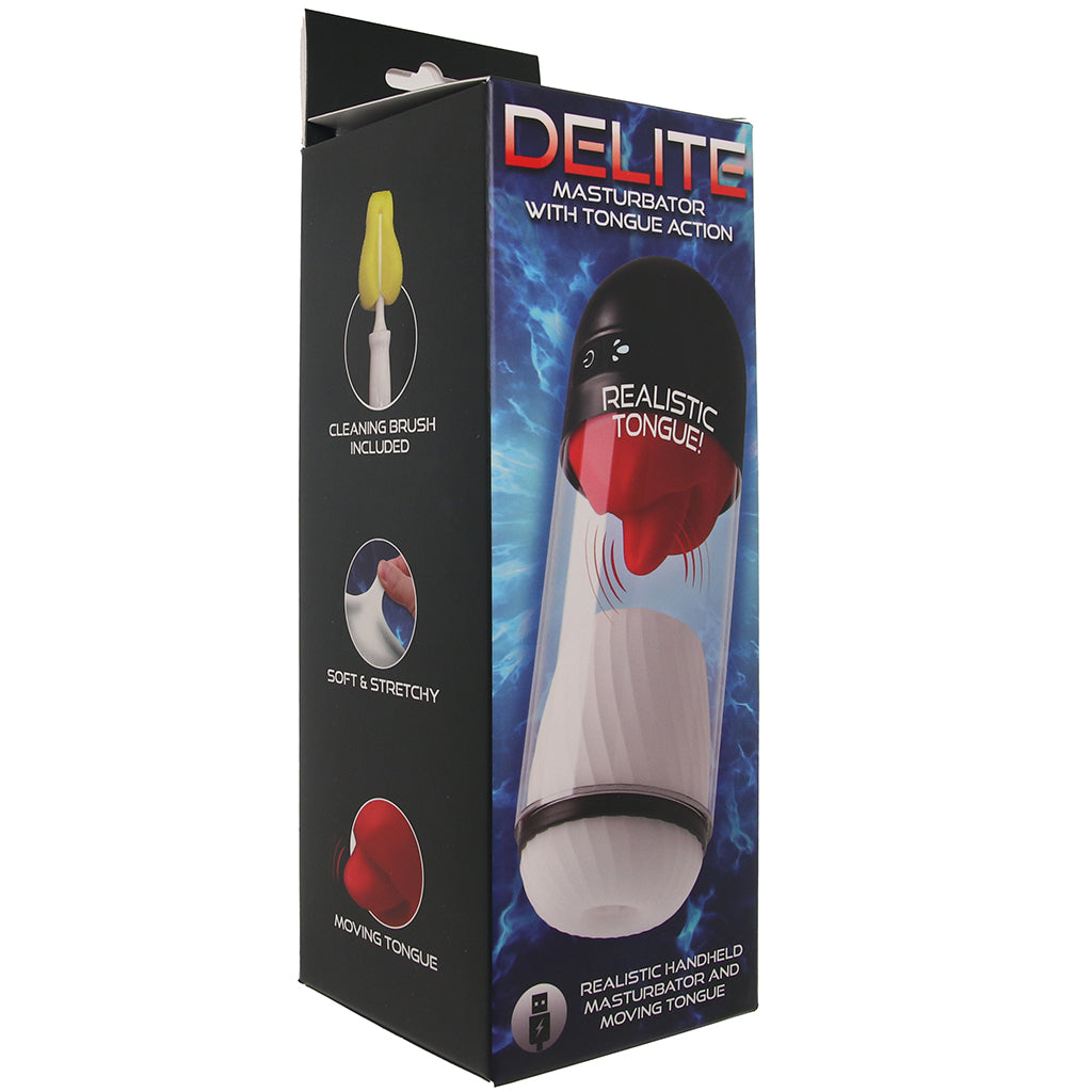 Delite Realistic Masturbator with Tongue Action Male Masturbators > Self-Contained Strokers