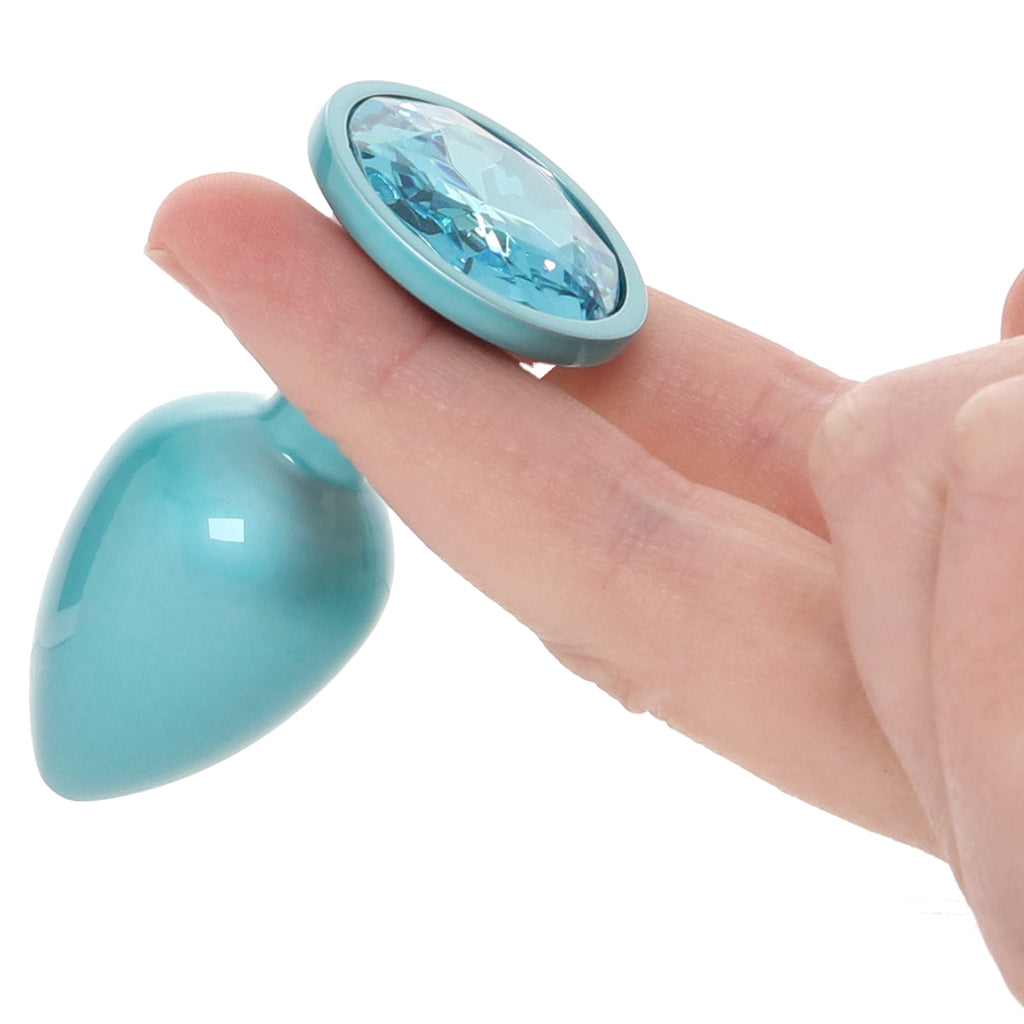 Rear Assets Small Metal Butt Plug in Teal Anal Sex Toys > Butt Plugs