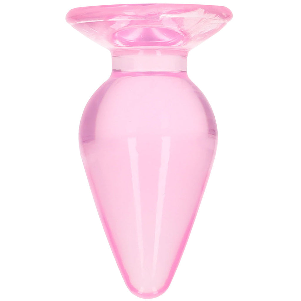 RealRock Crystal Clear Jelly 3.5 Inch Butt Plug in Pink Anal Sex Toys > Butt Plugs