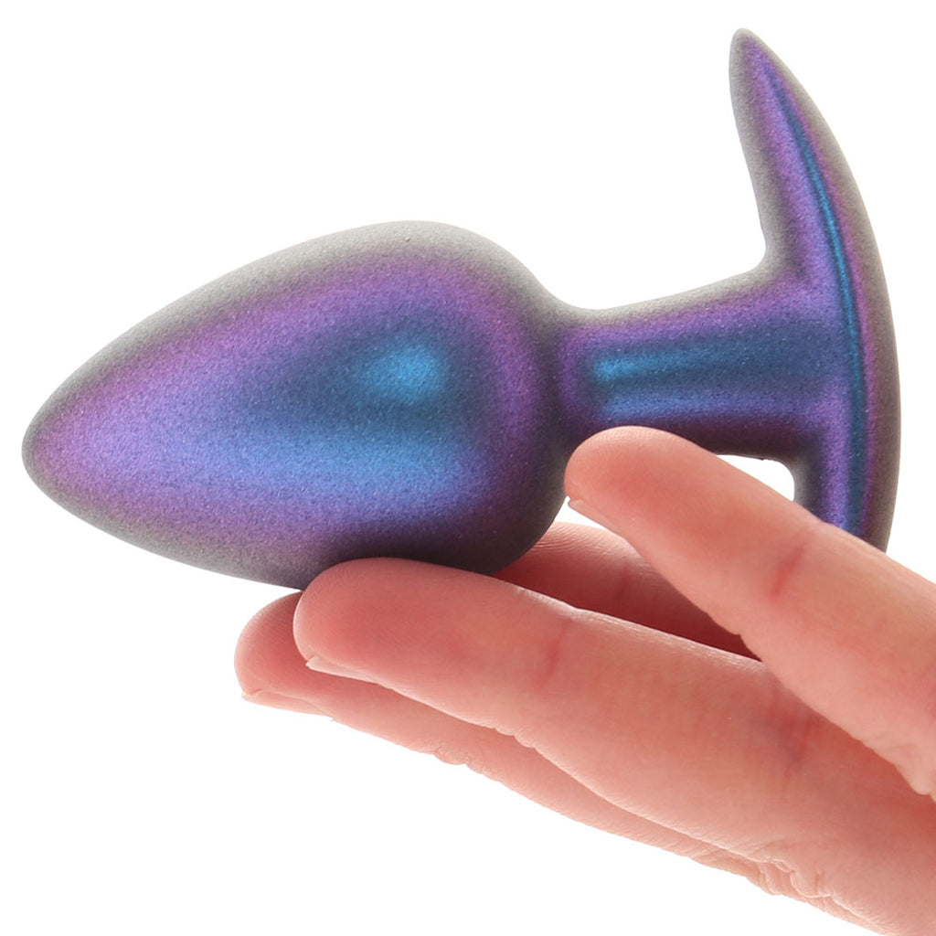 Ouch! Smooth Silicone 3.1 Inch Butt Plug in Metallic Blue Anal Sex Toys > Butt Plugs