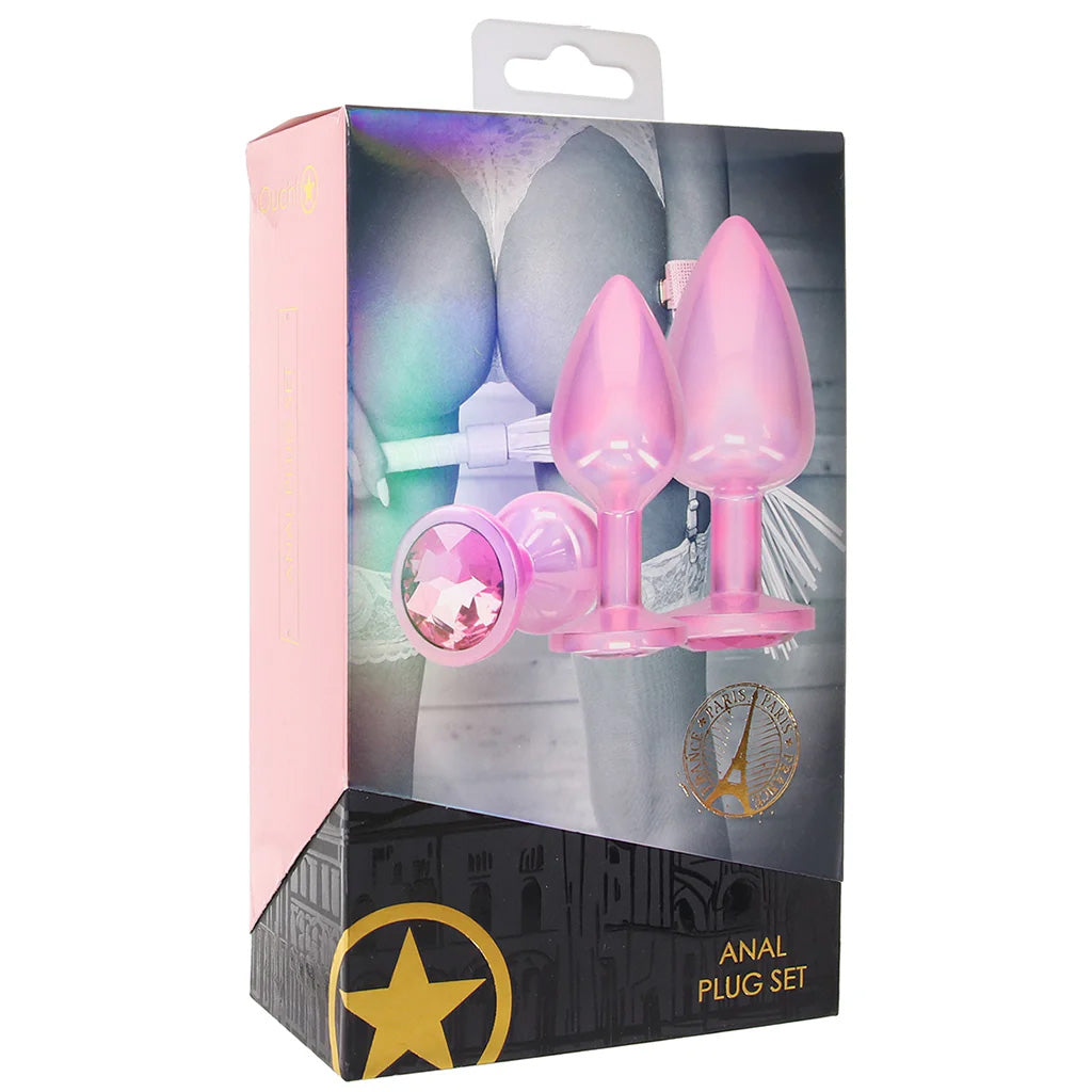 Ouch! Paris Collection Metal Anal Plug Set in Pink Anal Sex Toys > Butt Plugs