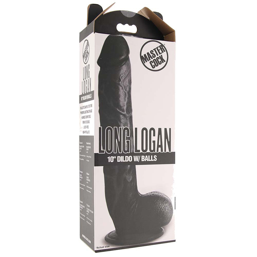 Master Cock Long Logan 10 Inch Ballsy Dildo in Black Dildo Sex Toys > Realistic Dildos