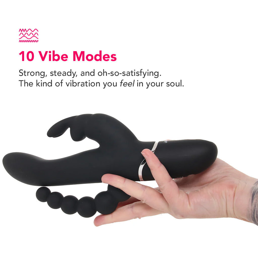 PinkCherry Triple Rabbit Vibe in Black Vibrators > Rabbit Vibrators