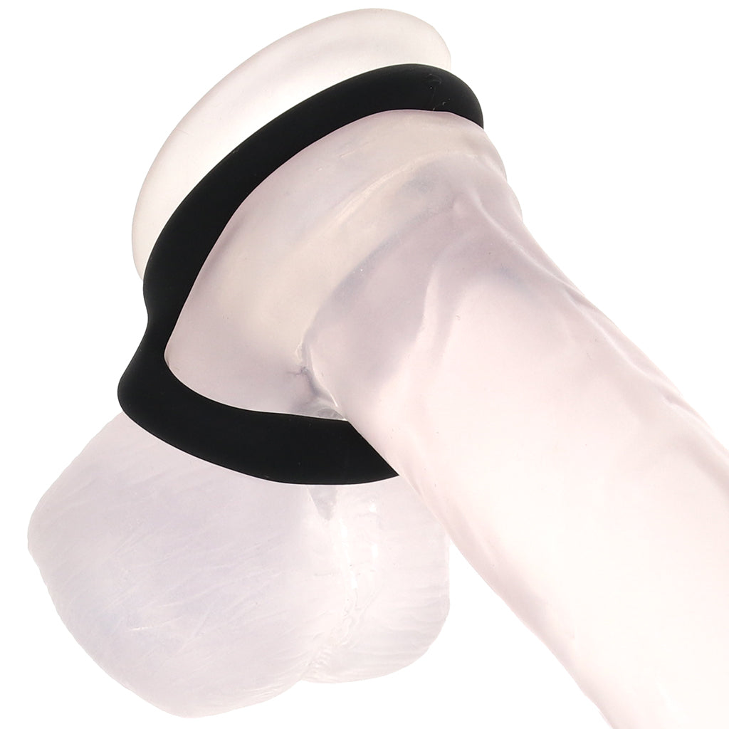 Alpha Ring Liquid Silicone Snug Tugger in Black Cock Rings