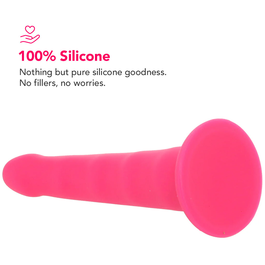 PinkCherry Premium 6.5 Inch Pink Silicone Wavy Dildo Dildo Sex Toys > G-Spot Dildos