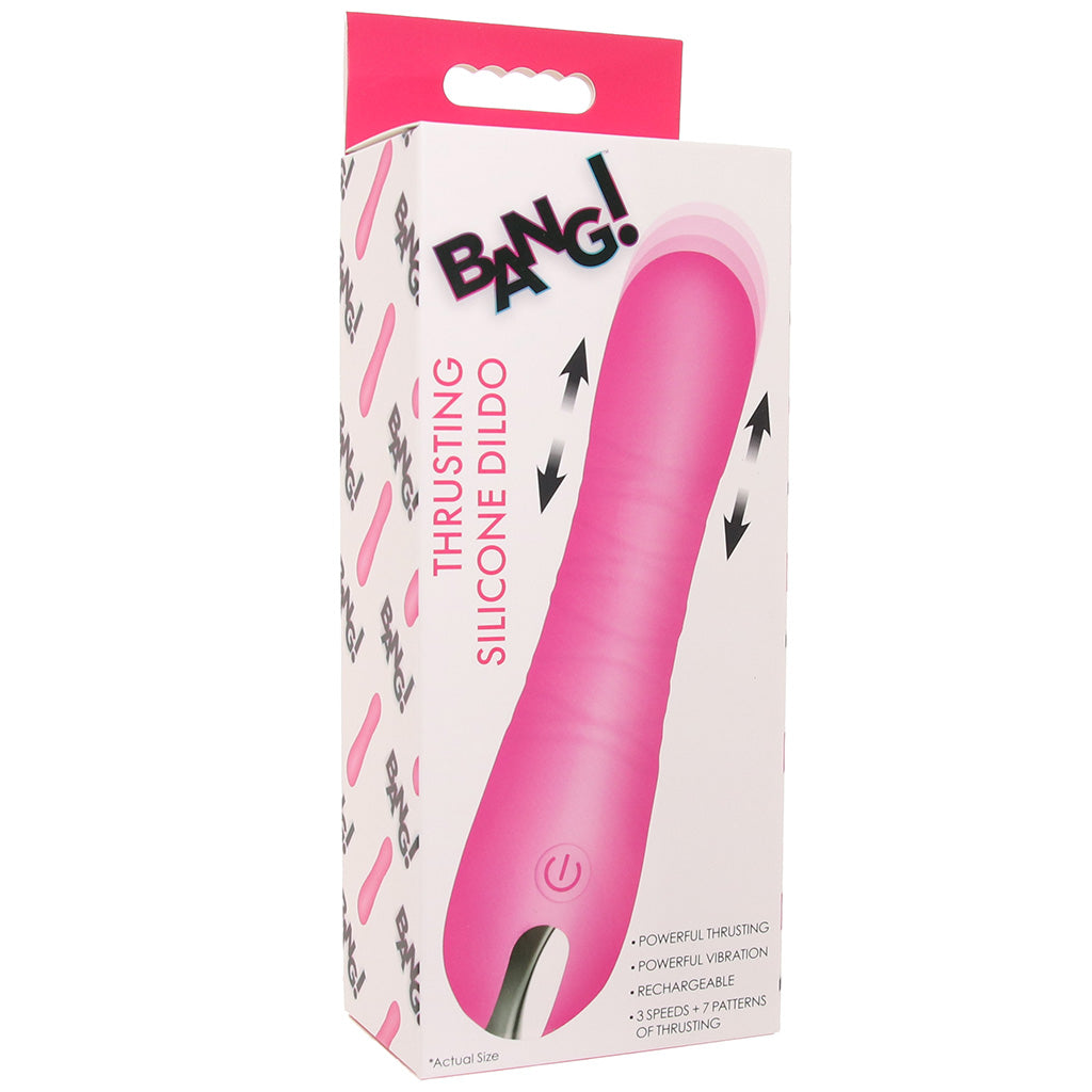Bang! Thrusting Silicone Vibe in Pink Thrusting Dildos & Vibrators