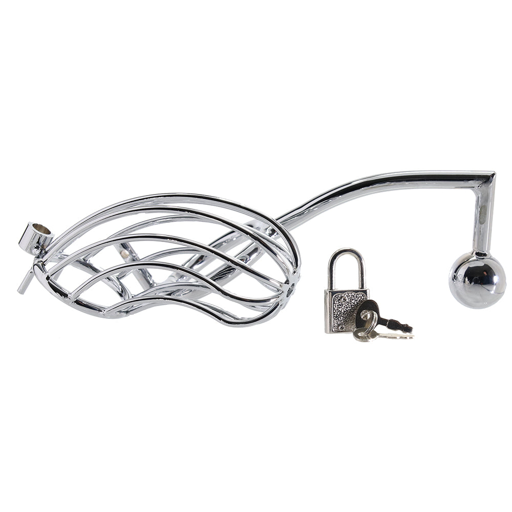 Blue Line Cock Cage with Anal Stimulator Bondage and Fetish > Cock and Ball Devices