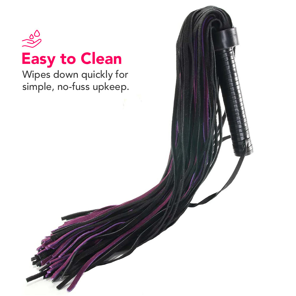 Long Suede Flogger in Black & Purple Bondage and Fetish > Whips and Crops