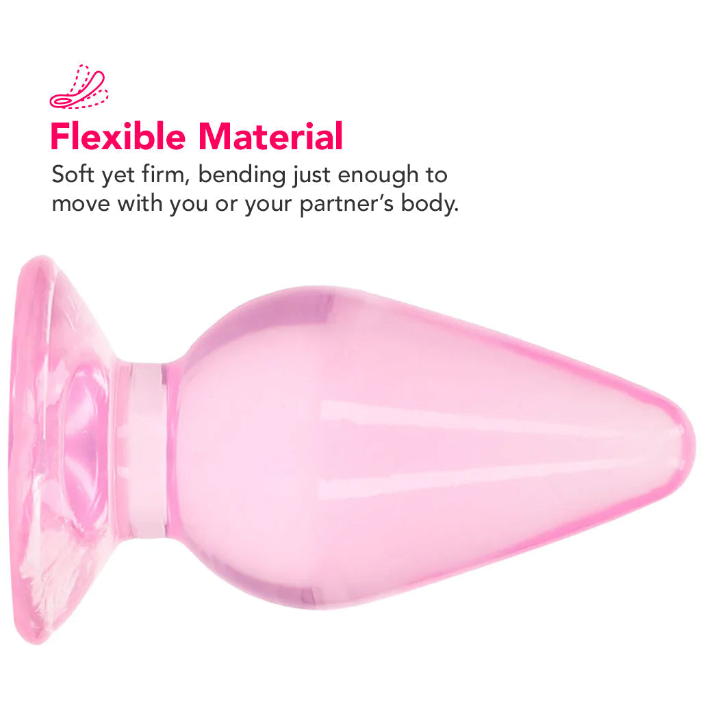 RealRock Crystal Clear Jelly 4.5 Inch Butt Plug in Pink Anal Sex Toys > Butt Plugs