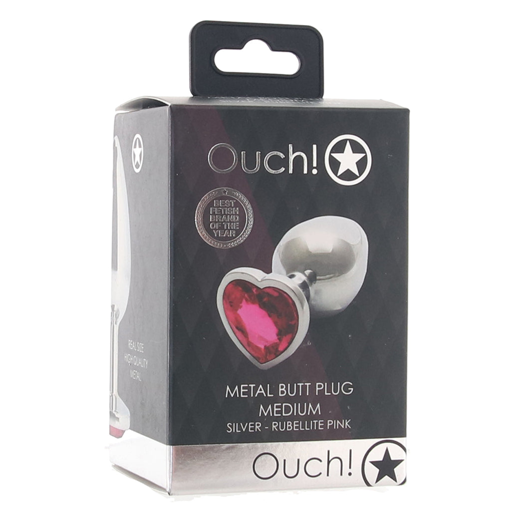 Ouch! Pink Heart Gem Plug in Medium Anal Sex Toys > Butt Plugs
