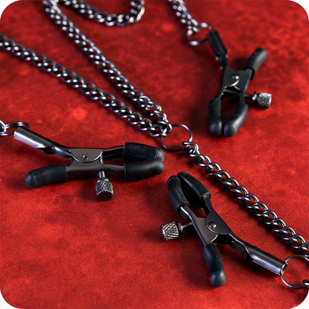 Sei Mio Triple Tease Nipple and Clit Clamp Set Bondage and Fetish > Nipple Stimulators & Clamps