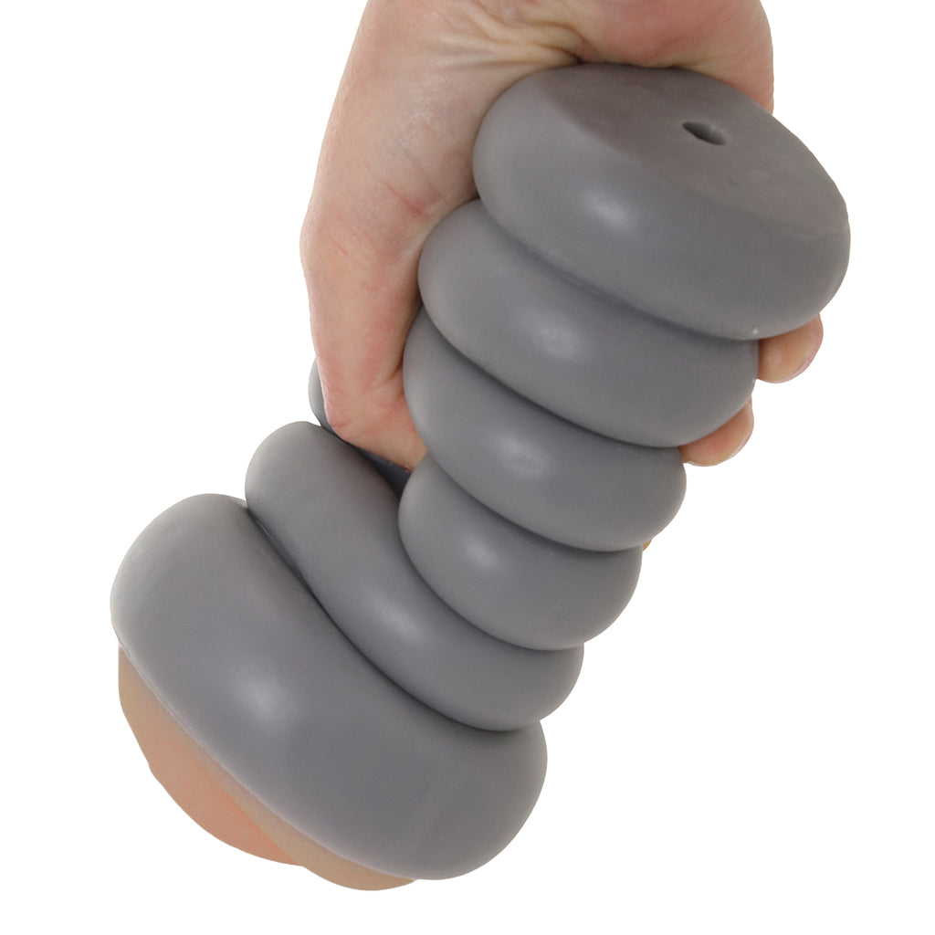 Ribbed Gripper Tight Pussy Stroker in Brown Male Masturbators > Pocket Strokers