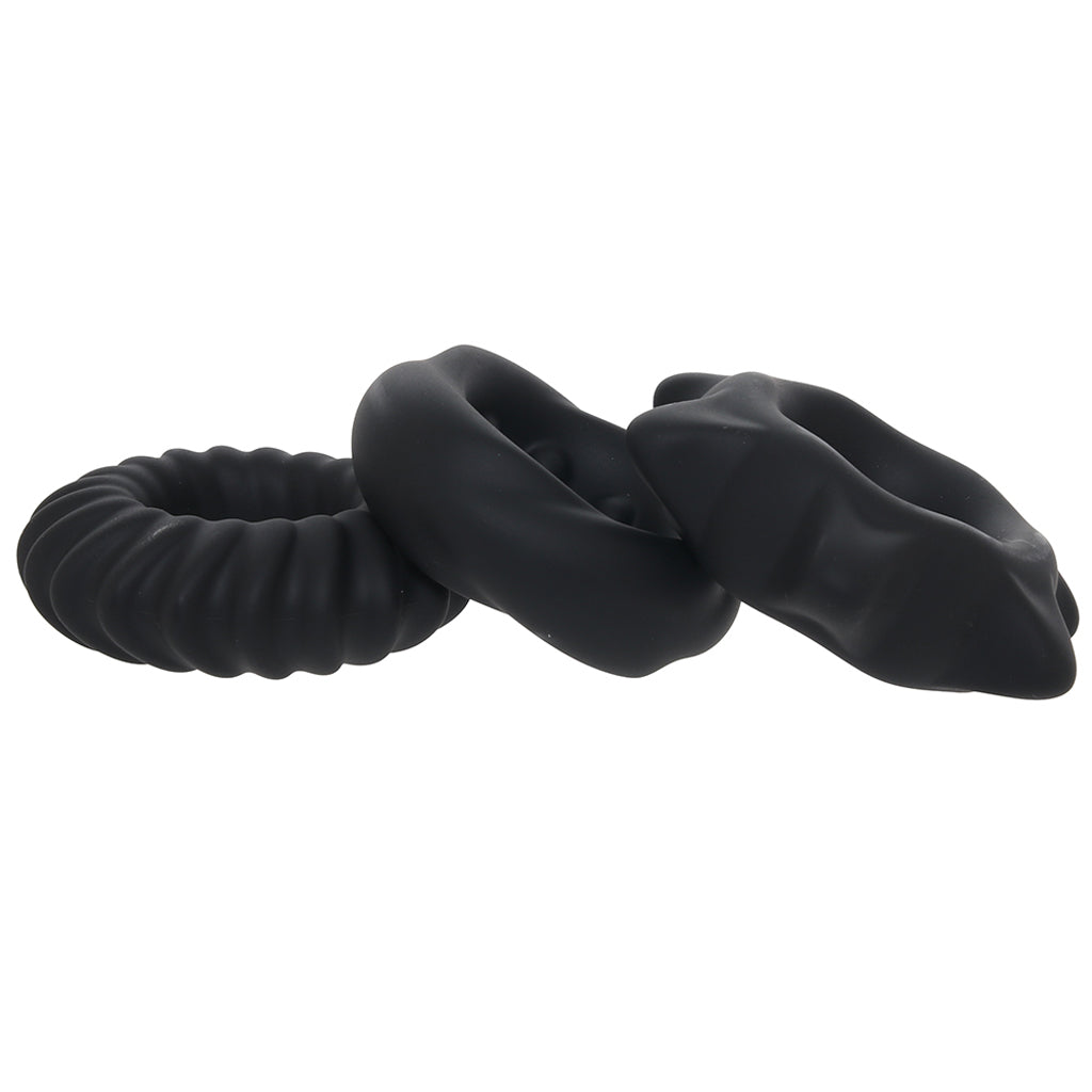 Manzo Liquid Silicone Ring Set in Black Cock Rings