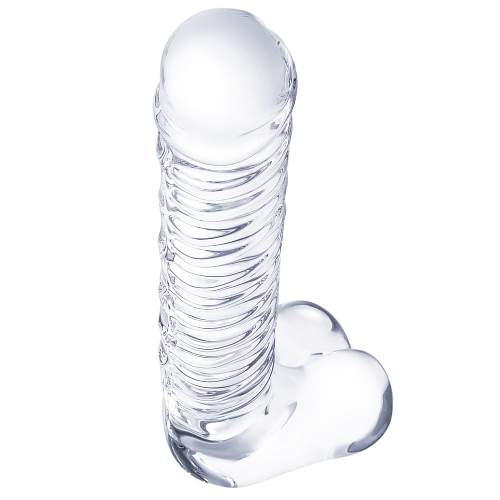 gläs 8 Inch Realistic Ribbed G-Spot Dildo Dildo Sex Toys > G-Spot Dildos
