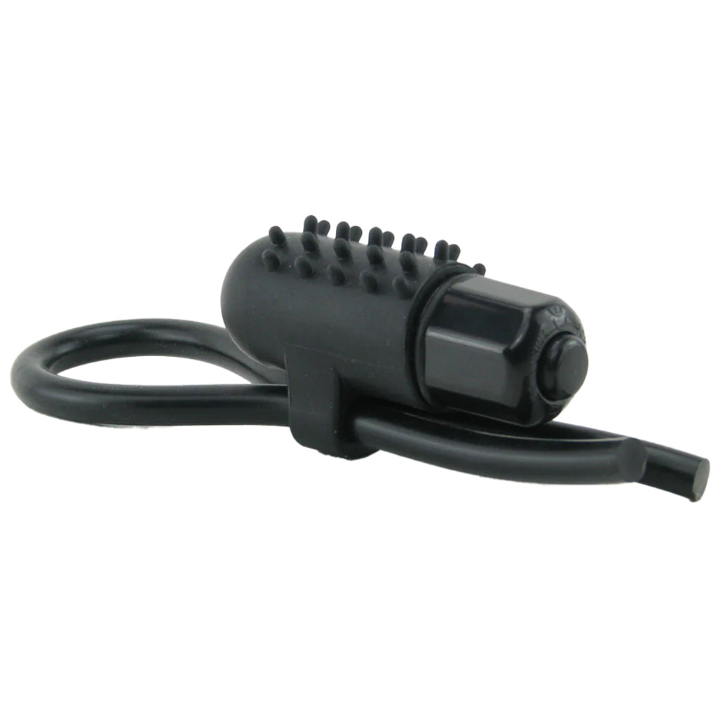 Vibrating Silicone Stud Lasso in Black Cock Rings