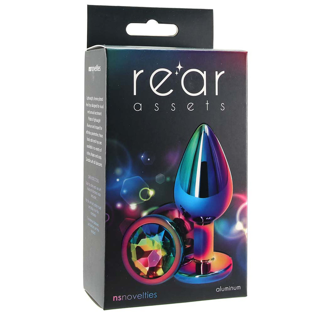 Medium Aluminum Plug with Rainbow Gem in Multicolor Anal Sex Toys > Butt Plugs