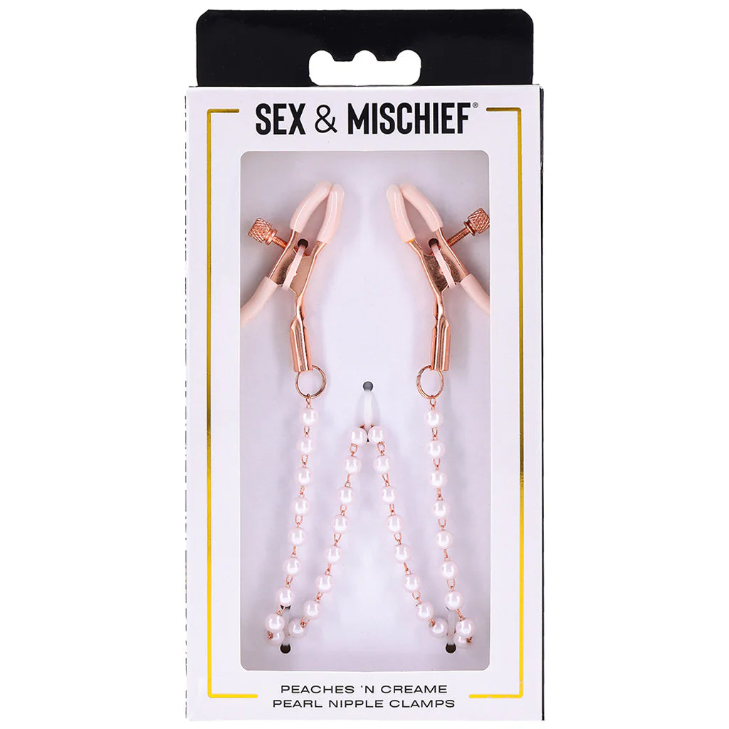 S&M Peaches 'n CreaMe Pearl Nipple Clamps Bondage and Fetish > Nipple Stimulators & Clamps