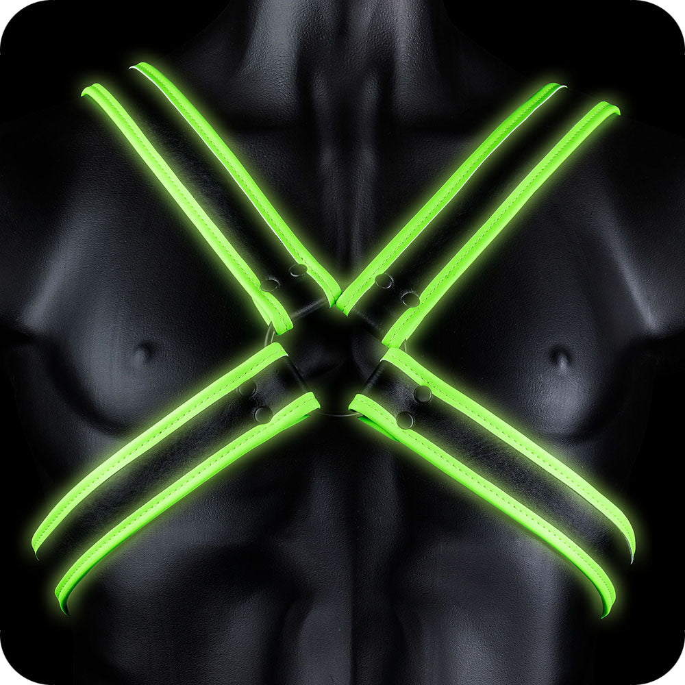 Ouch! Glow In The Dark Cross Harness /XL Bondage and Fetish > Men's Bondage Wear
