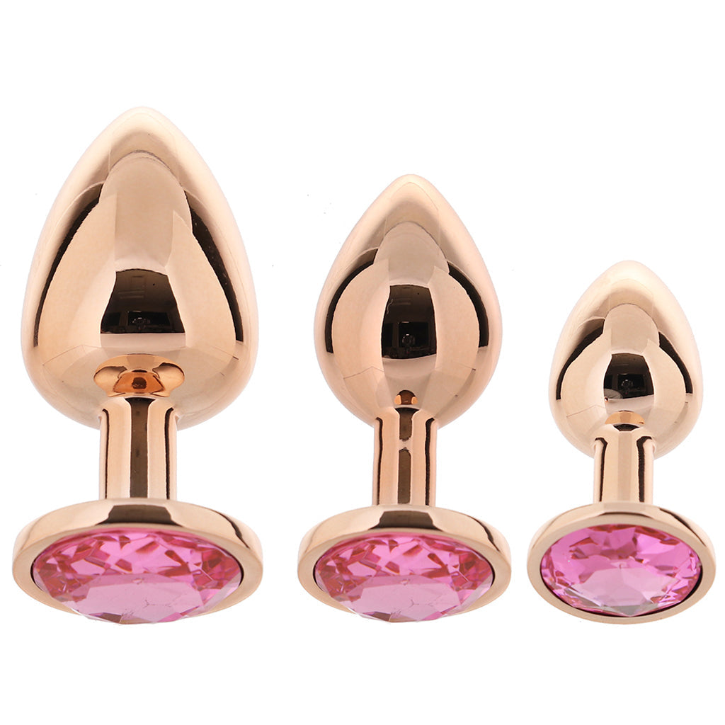 Rear Assets Round Gem Metal Plug Kit in Rose Anal Sex Toys > Butt Plugs