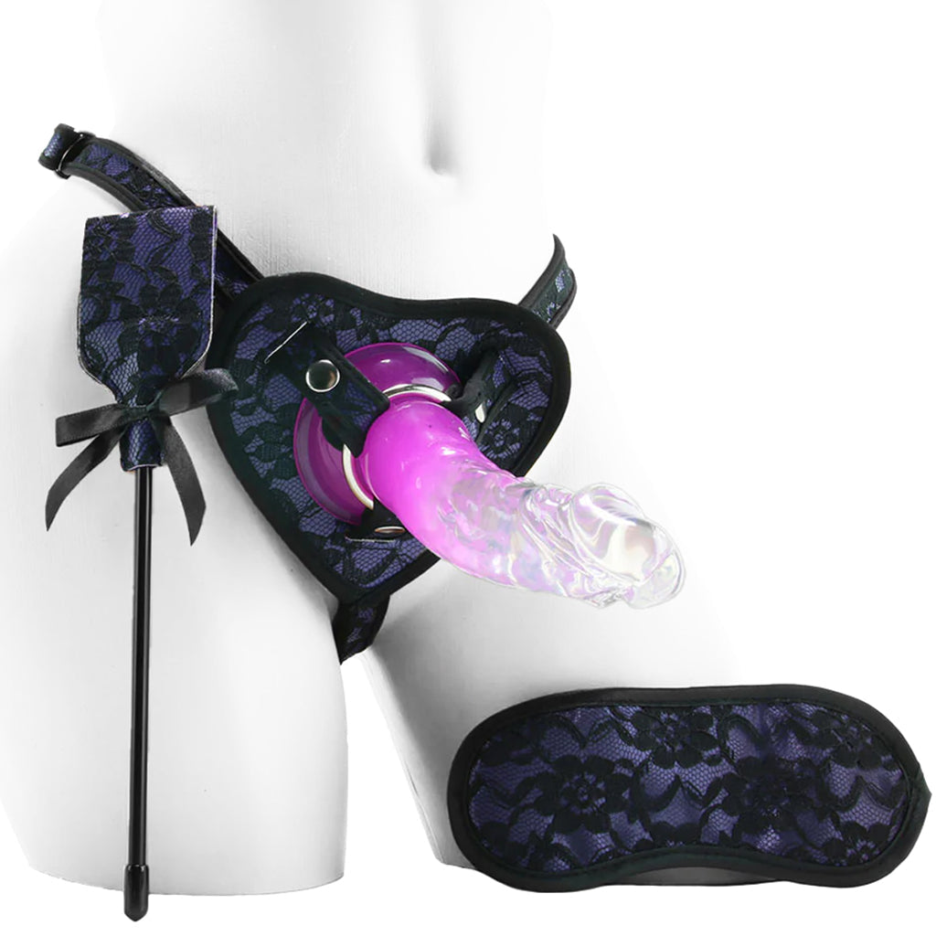 Heart-Throb Deluxe Harness Kit & Curved Dildo in Purple Dildo Sex Toys > Strap-On and Harnesses