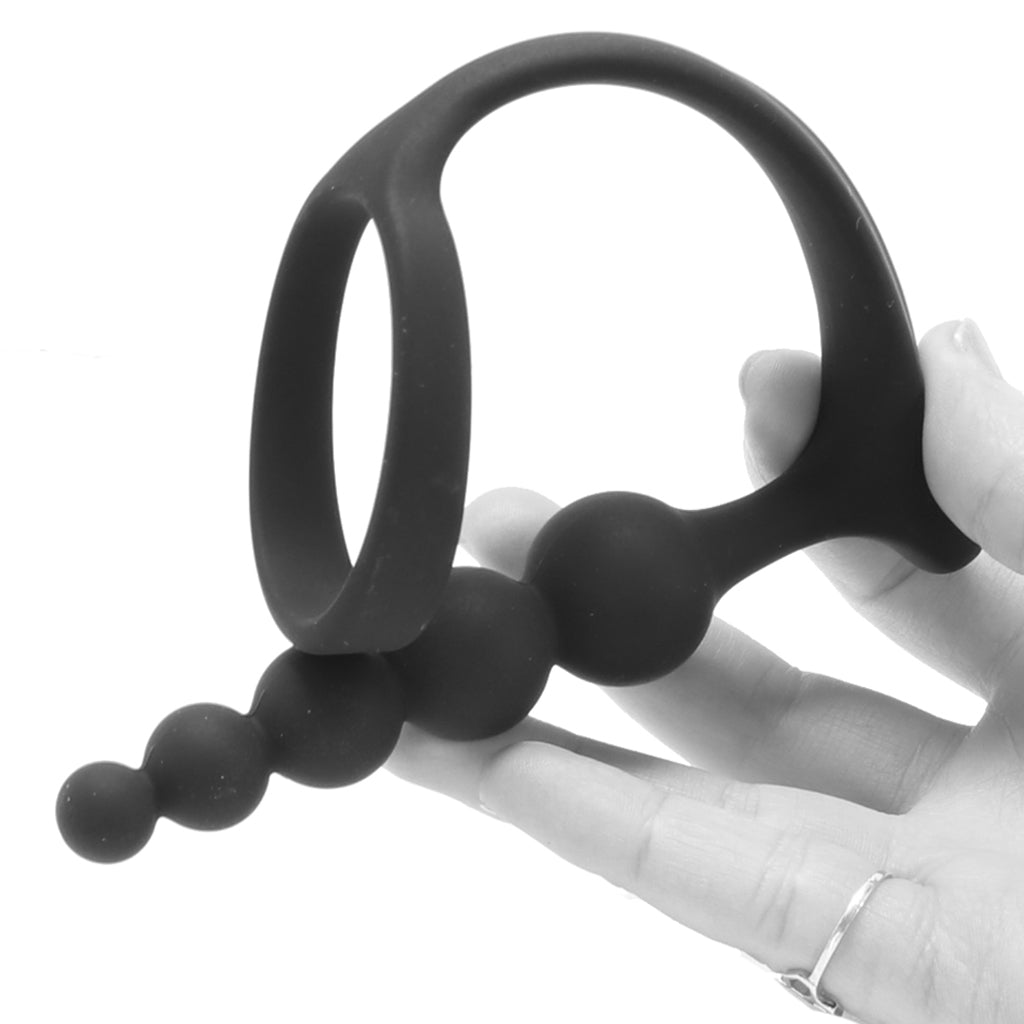 Anal Fantasy Ass-Gasm Beaded Cock Ring Plug in Black Cock Rings