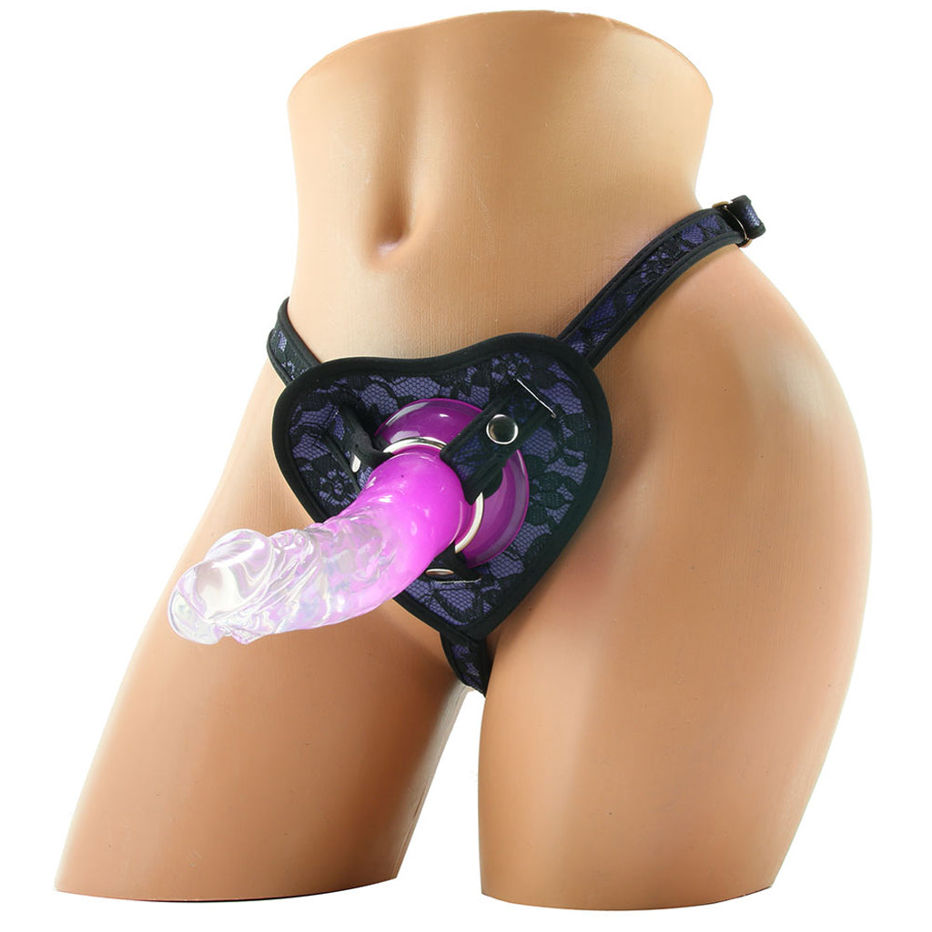 Heart-Throb Deluxe Harness Kit & Curved Dildo in Purple Dildo Sex Toys > Strap-On and Harnesses