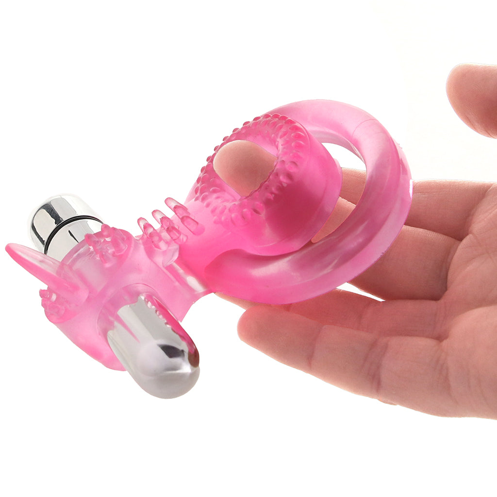 PinkCherry Dual Clit Flicker Cock Ring Vibrators > Vibrating Cock Rings