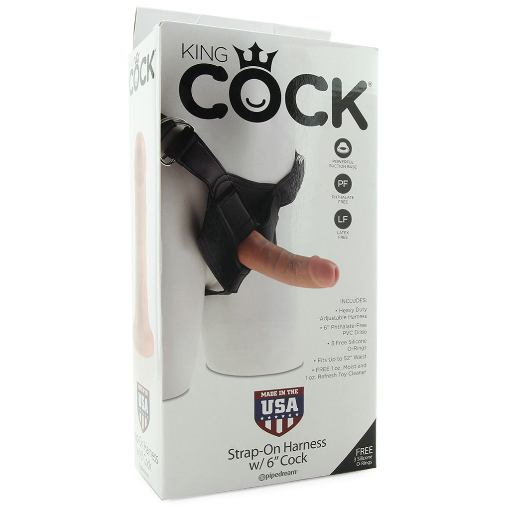 King Cock Strap-On Harness with 6 Inch Cock in Flesh Dildo Sex Toys > Strap-On and Harnesses