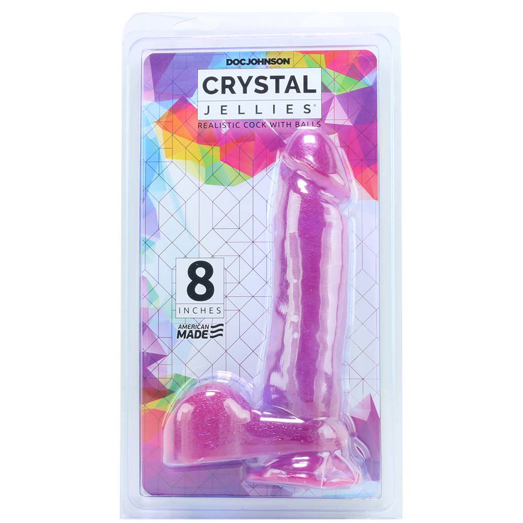 Crystal Jellies 8 Inch Realistic Ballsy Cock in Purple Dildo Sex Toys > Realistic Dildos