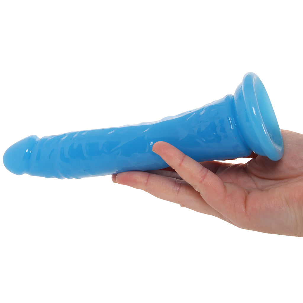RealRock 7 Inch Glow-in-the-Dark Slim Dildo in Blue Dildo Sex Toys > Realistic Dildos