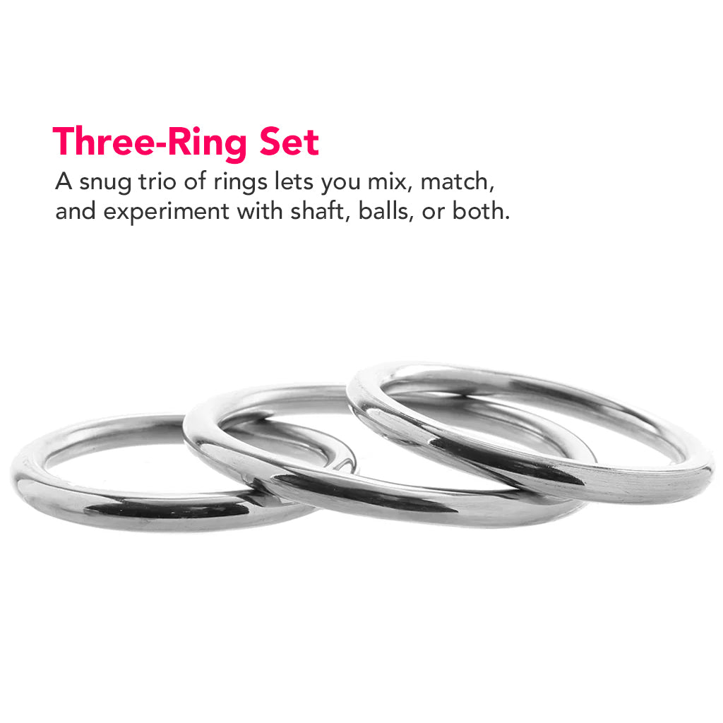 Stainless Steel 3 Piece Cock Ring Set Cock Rings