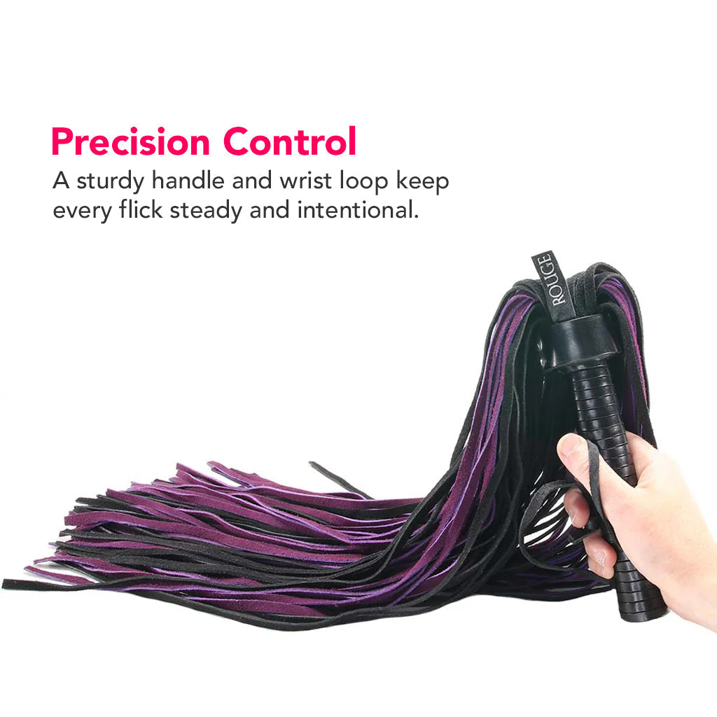 Long Suede Flogger in Black & Purple Bondage and Fetish > Whips and Crops