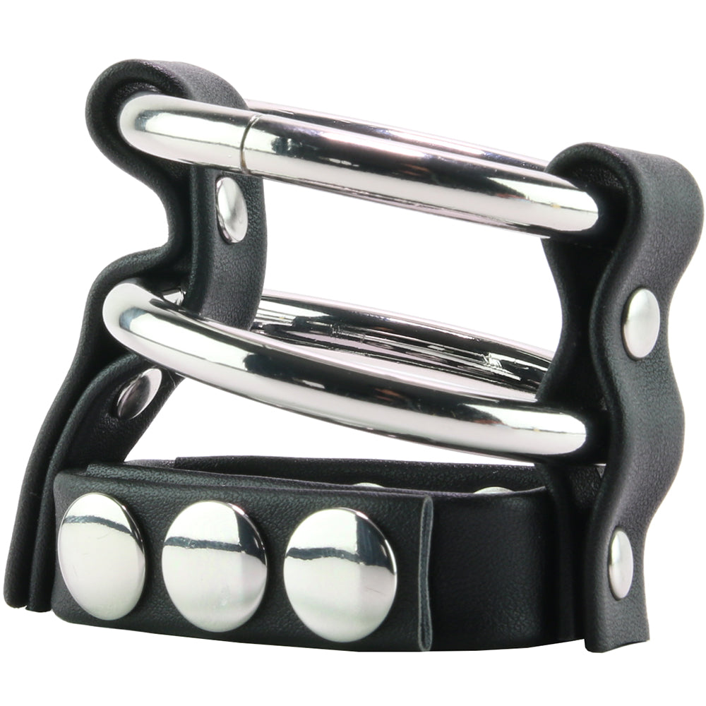 Blue Line Double Metal C-Ring with Adjustable Ball Strap Bondage and Fetish > Cock and Ball Devices