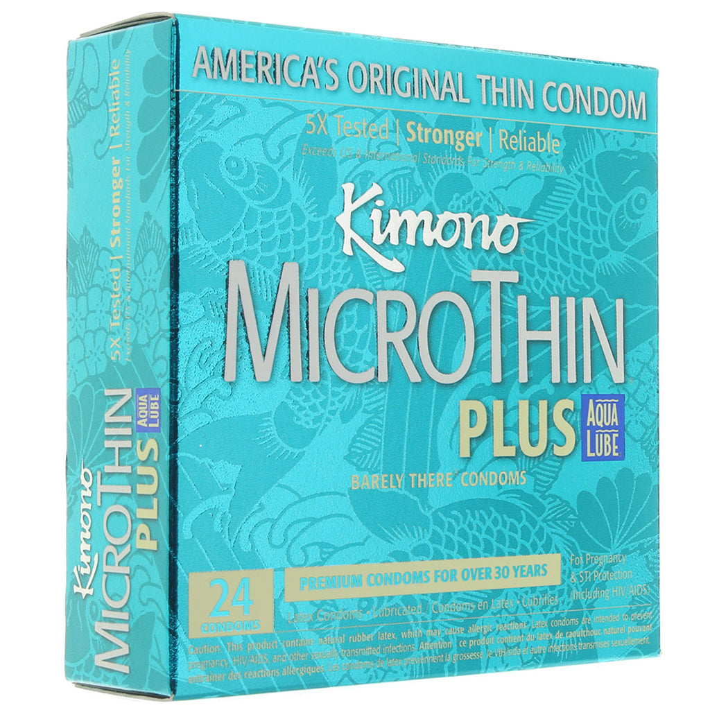 Kimono MicroThin Plus Aqua Lube Condoms in 24 Pack Condoms
