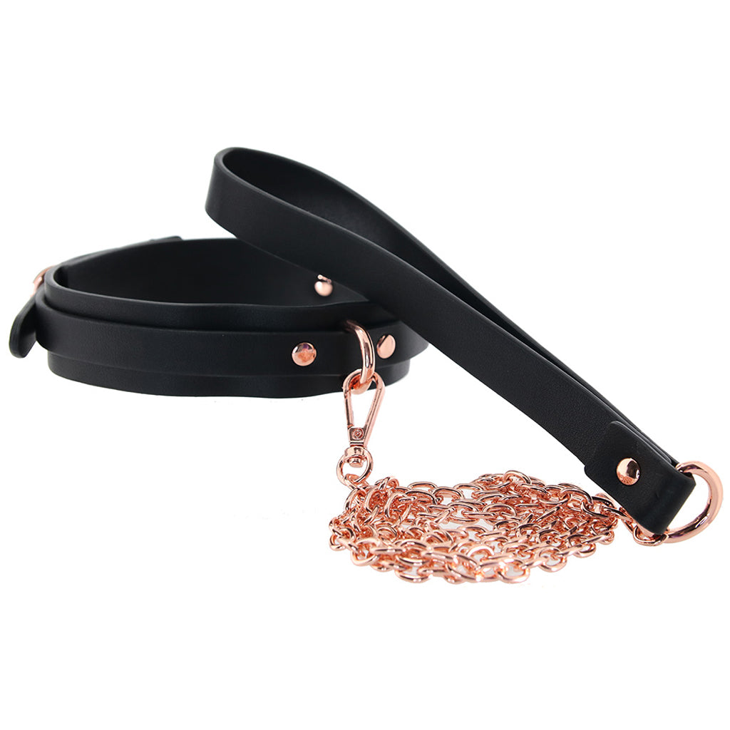 Bondage Couture Collar & Leash in Rose Gold Bondage and Fetish > Leashes and Collars