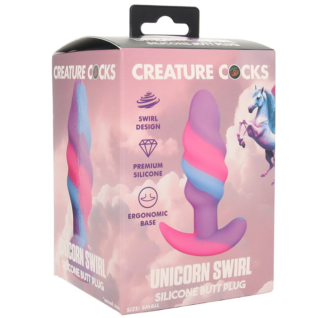 Creature Cocks Unicorn Swirl Silicone Butt Plug in Small Anal Sex Toys > Butt Plugs