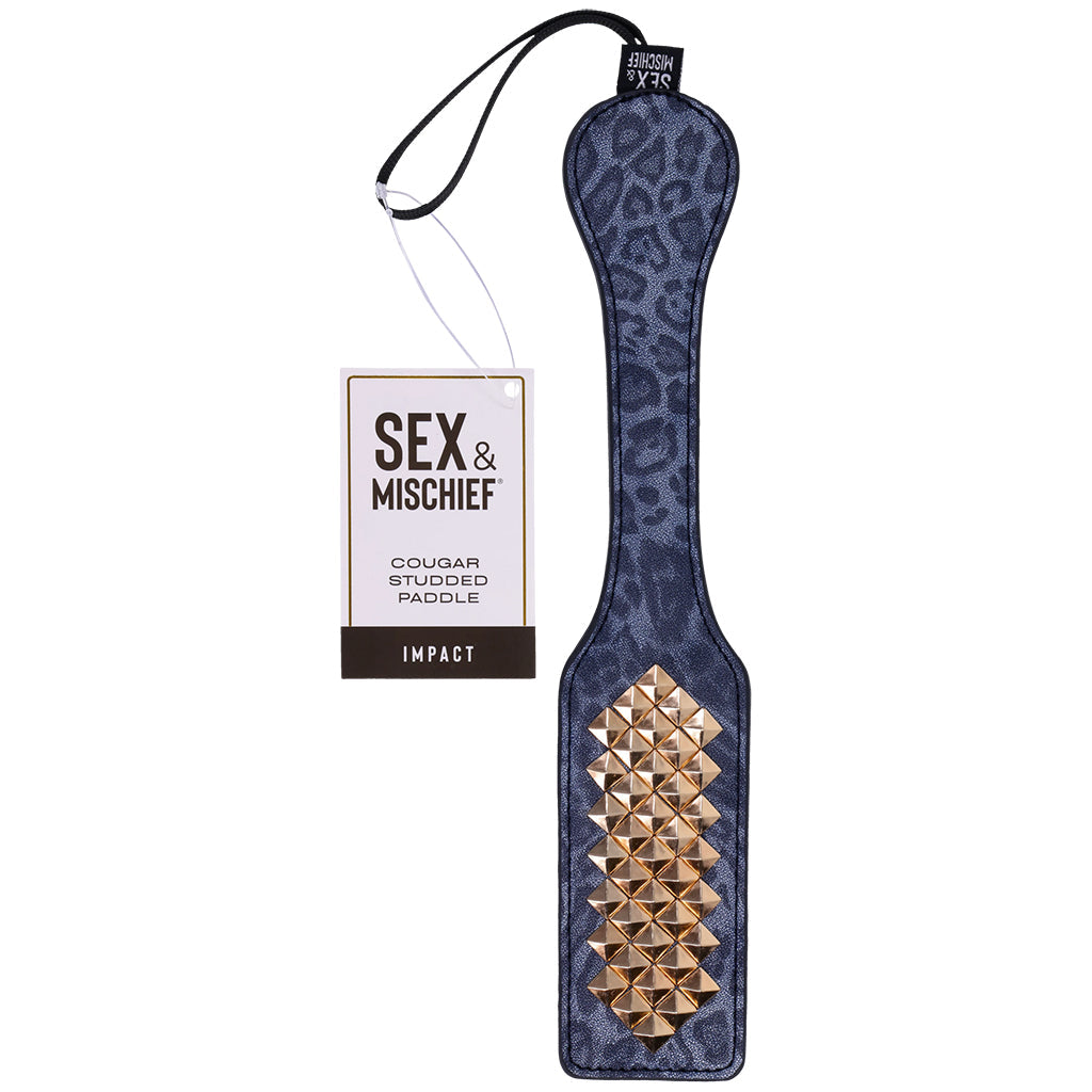 Sex & Mischief Cougar Studded Paddle Bondage and Fetish > Whips and Crops