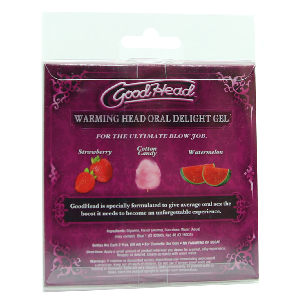GoodHead Warming Head Oral Delight Gel 3 Pack in 2oz x 3 Lubes and Lotions > Flavored Sex Lubes