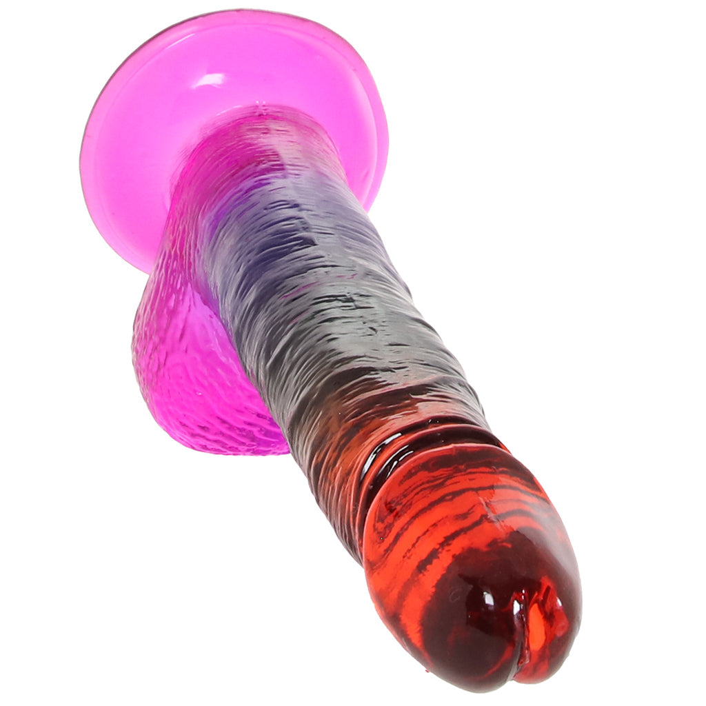 Crystal Jellies 8.5 Inch Cock & Balls Dildo in Rainbow Dildo Sex Toys > Realistic Dildos
