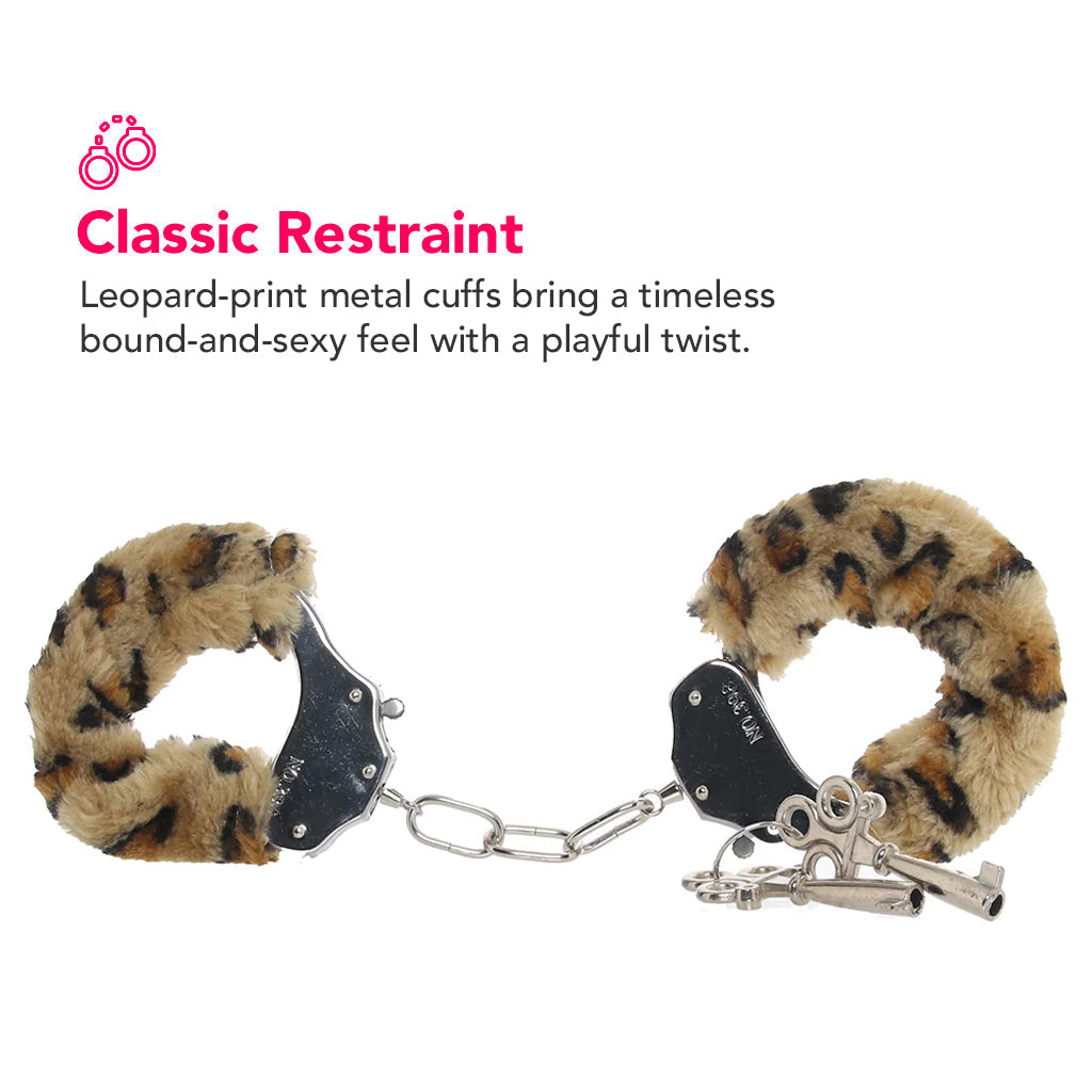 Temptasia Beginner Fuzzy Cuffs in Leopard Bondage and Fetish > Wrist and Ankle Cuffs
