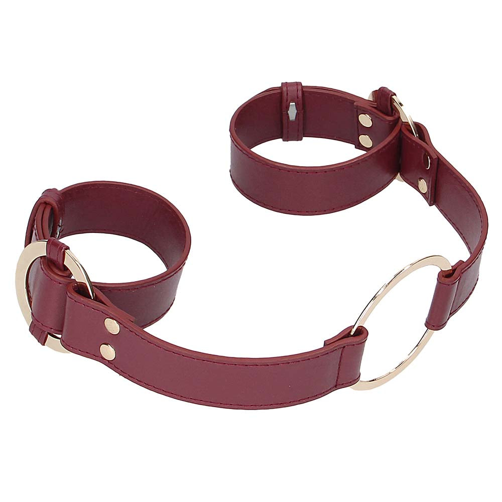 Ouch! Halo Handcuffs With Connector in Burgundy Bondage and Fetish > Wrist and Ankle Cuffs