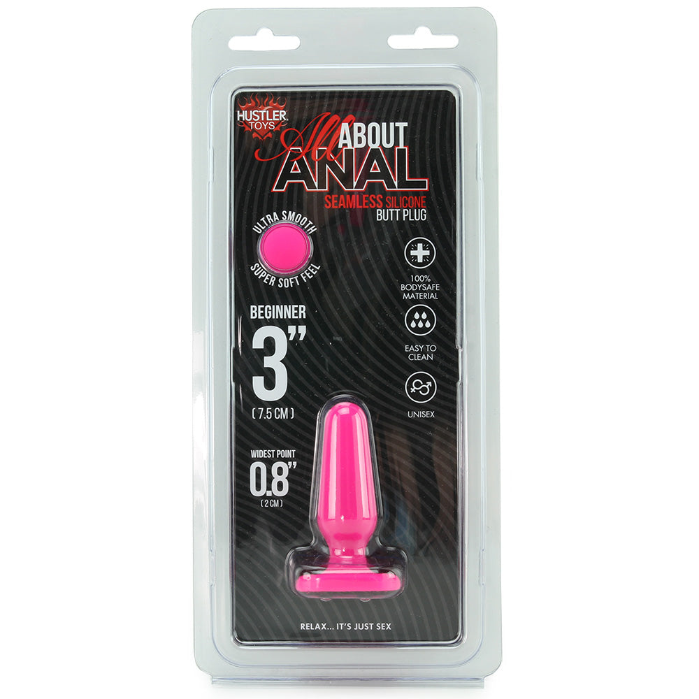 All About Anal Seamless Silicone 3 Inch Butt Plug in Pink Anal Sex Toys > Anal Beads