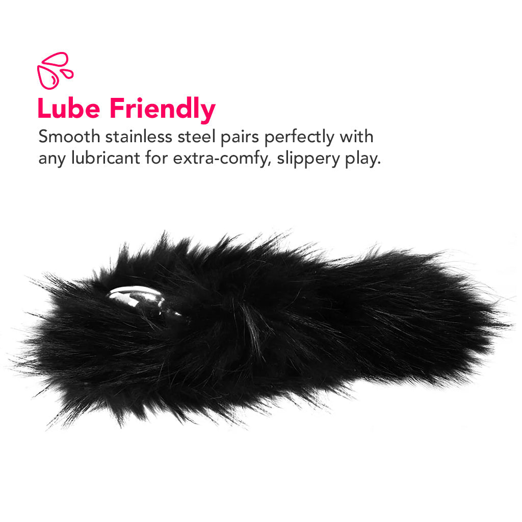 Stainless Steel Butt Plug with Fur Tail Anal Sex Toys > Butt Plugs