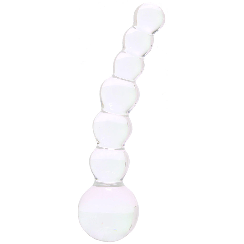 5 Inch Curved Glass Beaded Dildo Dildo Sex Toys > Non-Phallic Dildos