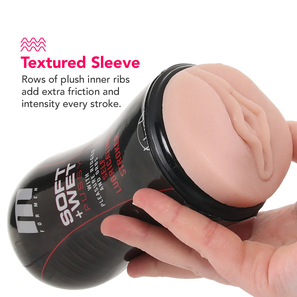 M For Men Soft + Wet Pussy in Pleasure Ridges & Orbs Male Masturbators > Pocket Strokers