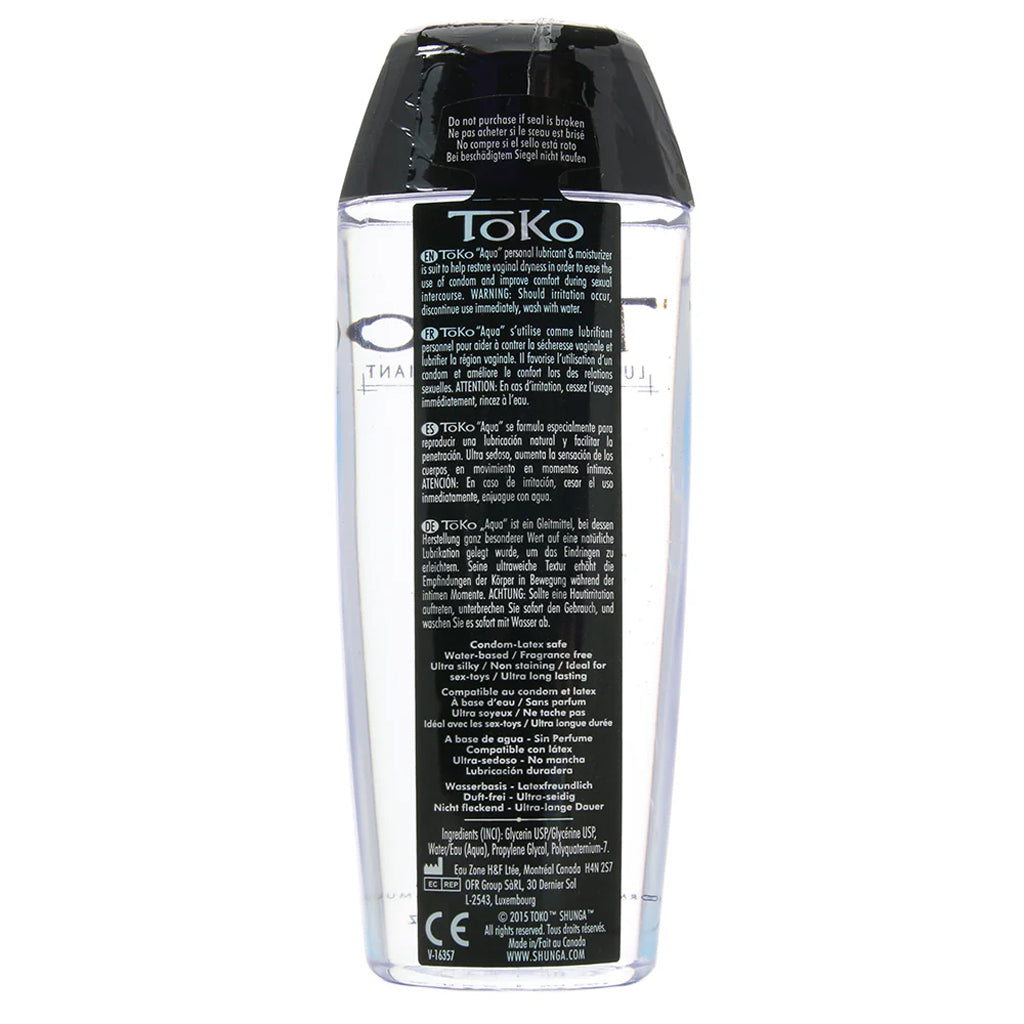 Toko Aqua Water Based Personal Lubricant 5.5oz/163ml Lubes and Lotions > Water Based Sex Lubes
