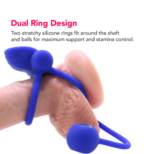 Dual Rockin' Rim Enhancer Cock Ring in Blue