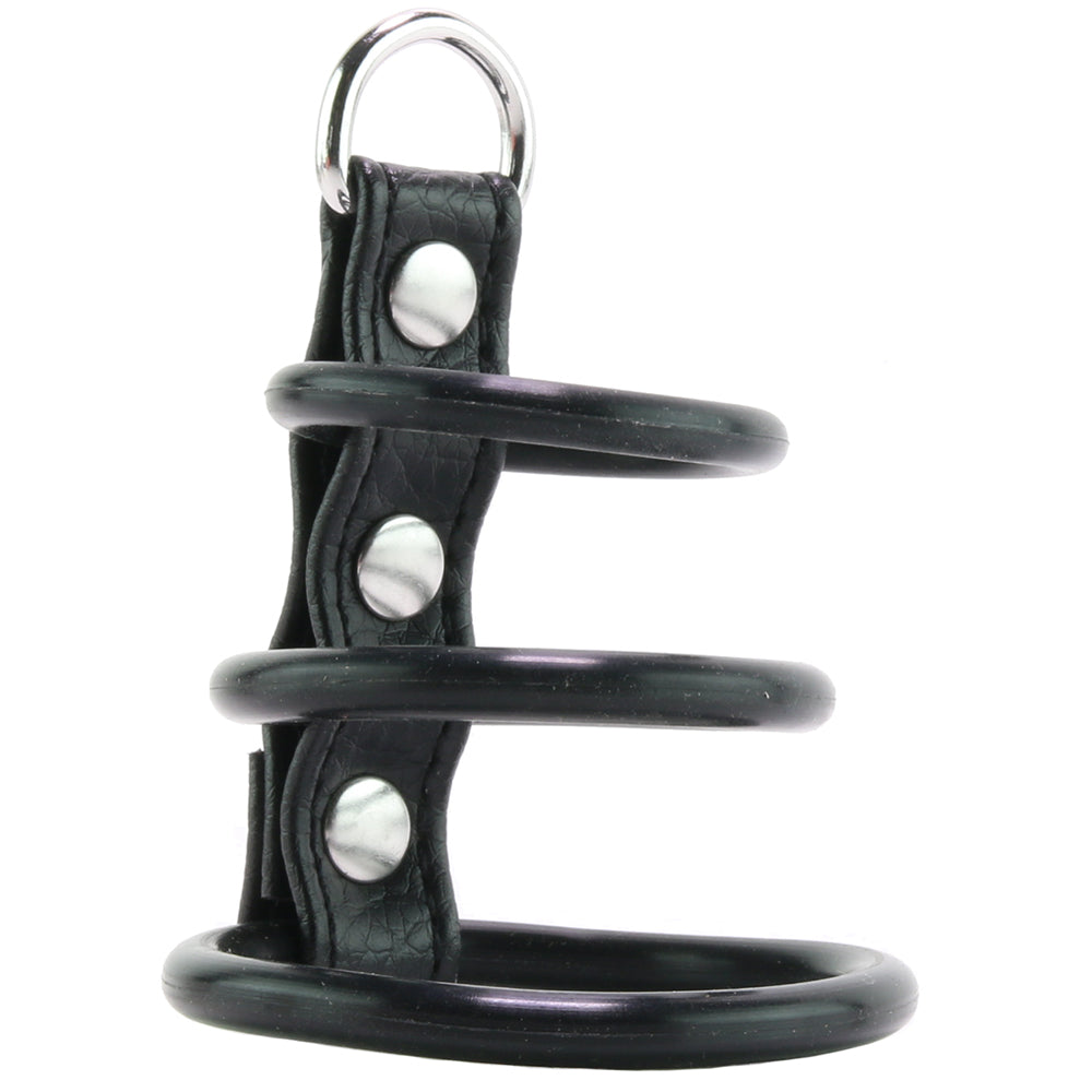 Blue Line 3 Ring Silicone Gates of Hell with Leash Lead Bondage and Fetish > Cock and Ball Devices