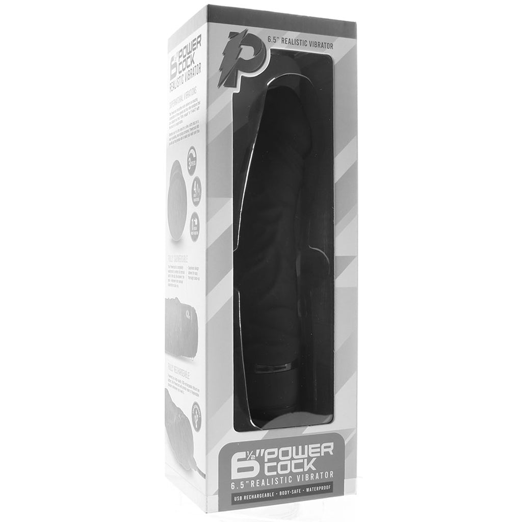PowerCock 6.5 Inch Realistic Vibe in Black Vibrators > Realistic Vibrator Dildos