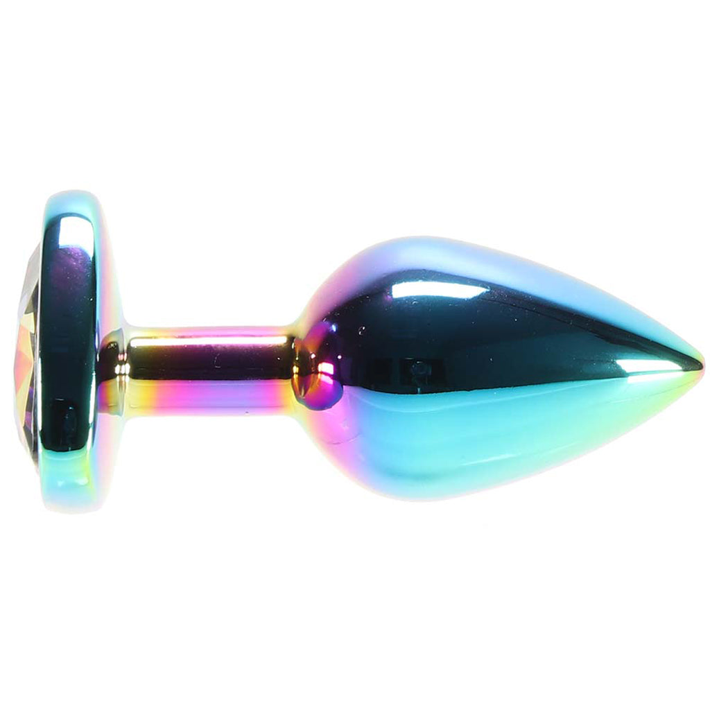 Small Aluminum Plug with Rainbow Heart Gem in Multicolor Anal Sex Toys > Butt Plugs